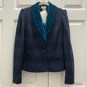 NWT Laura Ashley 80s Vintage Riding Jacket Blazer Wool Velvet Puff Sleeve 8 S